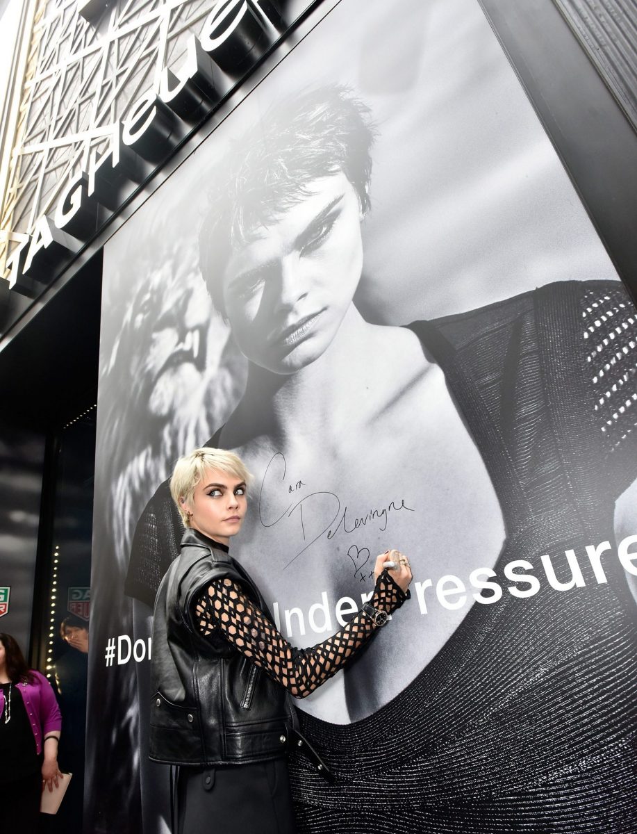 TAG Heuer launch #DontCrackUnderPressure Campaign in Times Square with Cara Delevingne